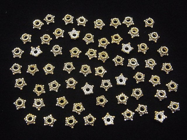 Silver925 Antique Gold Finish Bead Caps 5mm,6mm 3pcs