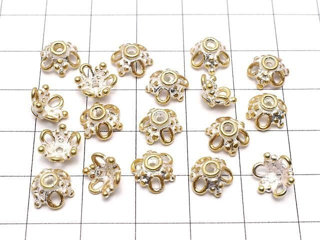 Silver925 Bead Cap 8x8x3mm Antique Gold Finish 2pcs