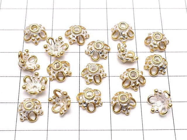 Silver925 Bead cap 8 x 8 x 3 mm antique gold Finish 2 pcs $3.39!