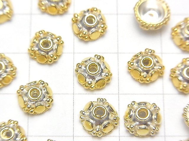 Silver925 antique gold Finish Bead cap 8 x 8 x 4 mm 2 pcs $6.49!