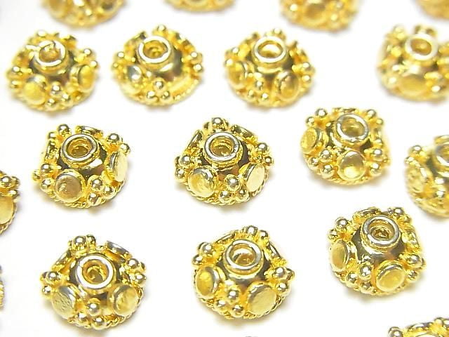 Silver 925 Bead Caps 8x8x4mm 18KGP 2pcs