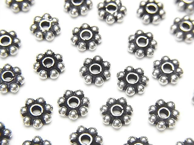 Silver925 Rondelle Daisy 4, 5, 6mm Oxidized Finish 5pcs