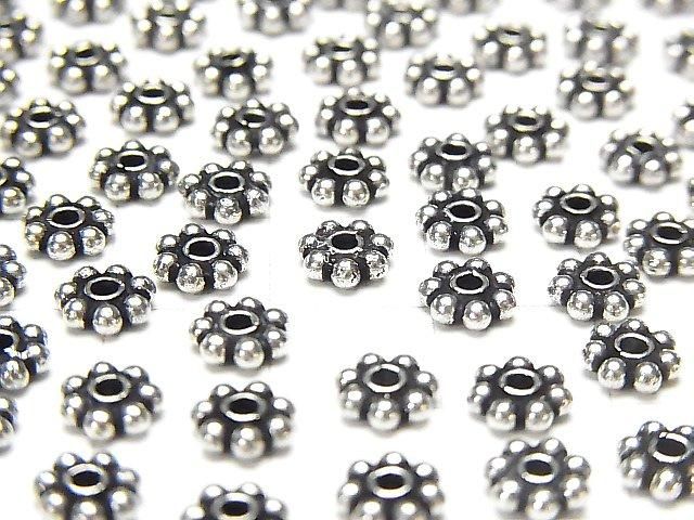 Silver925 Rondelle Daisy 4, 5, 6mm Oxidized Finish 5pcs