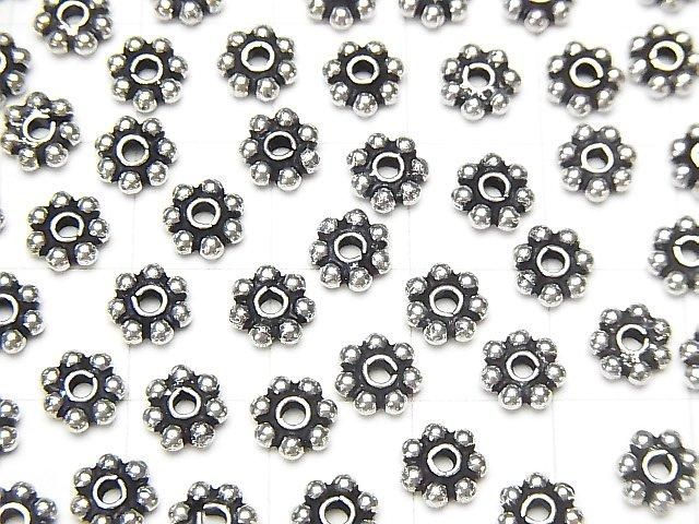Silver925 Rondelle Daisy 4, 5, 6mm Oxidized Finish 5pcs