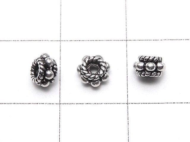 Silver925  Roundel 5x5x3mm Oxidized Finish  4pcs