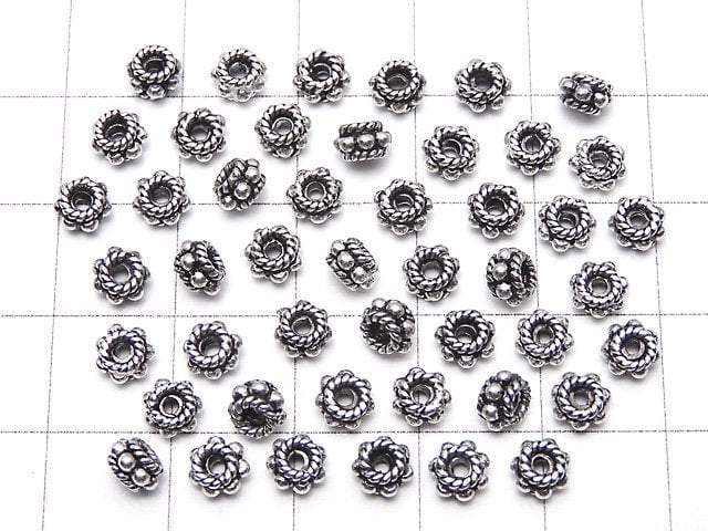 Silver925  Roundel 5x5x3mm Oxidized Finish  4pcs