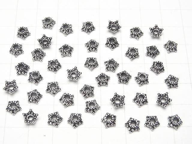 Silver 925 Bead Caps 5mm, 6mm Oxidized Finish 3pcs