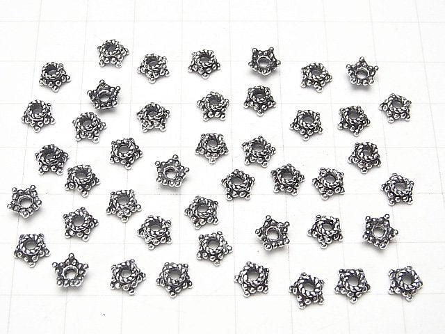 Silver925 Bead cap 5mm, 6mm Oxidized Finish 4pcs