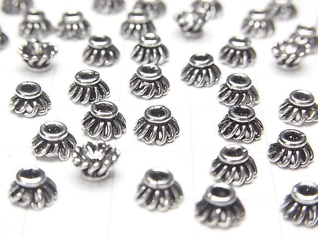 Silver925 Bead cap 6x6x3mm Oxidized Finish 4pcs