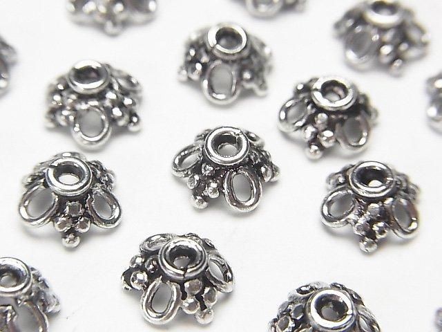 Silver 925 Bead Caps 8x8x4mm Oxidized Finish 2pcs