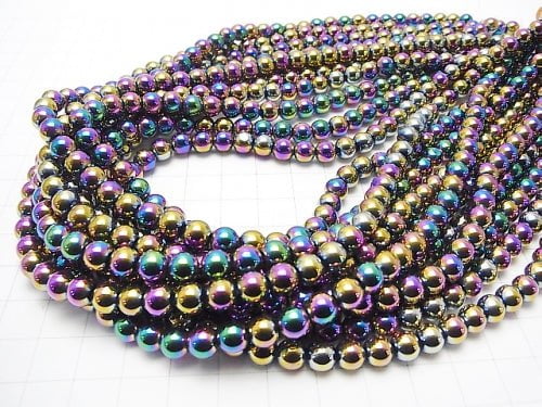 1strand $3.79! Hematite Round 6mm metallic coating 1strand beads (aprx.15inch / 38cm)