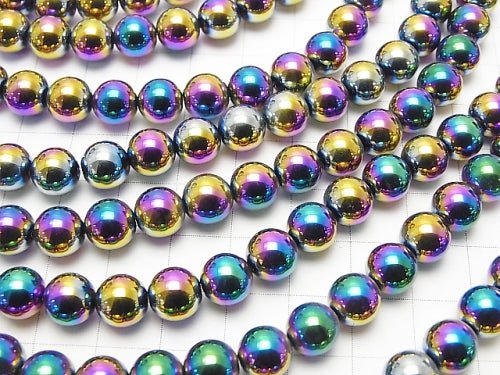 Hematite Round 8mm Metallic coating 1strand beads (aprx.15inch/38cm)