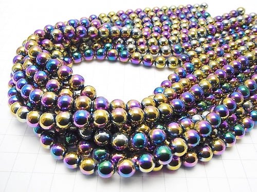 Hematite Round 8mm Metallic coating 1strand beads (aprx.15inch/38cm)