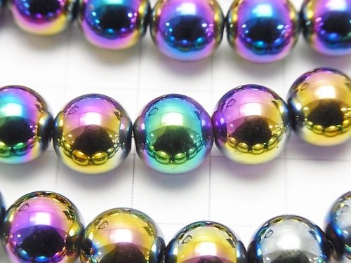 Hematite Round 10mm Metallic Coating 1strand beads (aprx.15inch/38cm)