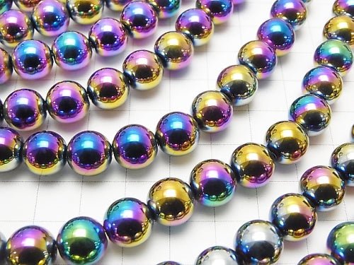 Hematite Round 10mm Metallic Coating 1strand beads (aprx.15inch/38cm)