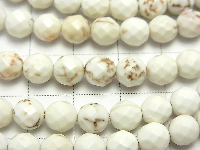 Magnesite 64Faceted Round 6mm 1strand beads (aprx.15inch/38cm)