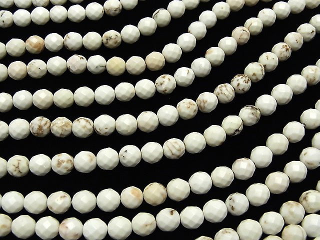 Magnesite 64Faceted Round 6mm 1strand beads (aprx.15inch/38cm)