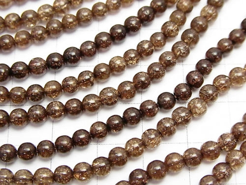 1strand $5.79! Brown color Cracked Crystal Round 4mm 1strand beads (aprx.15inch / 37cm)