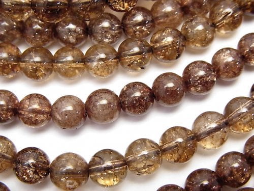 Cracked Crystal, Round Gemstone Beads