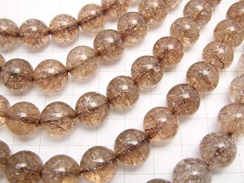 Brown color Cracked Crystal Round 12mm half or 1strand beads (aprx.15inch / 37cm)