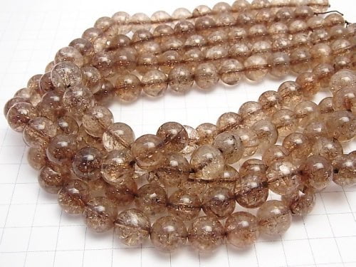 Brown color Cracked Crystal Round 12mm half or 1strand beads (aprx.15inch / 37cm)