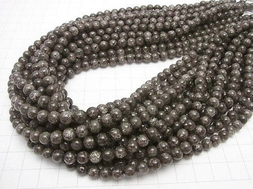 1strand $6.79! Black Color Cracked Crystal Round 6mm 1strand beads (aprx.15inch / 36cm)