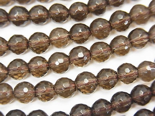 Smoky Quartz AAA 128Faceted Round 6mm half or 1strand beads (aprx.15inch/38cm)