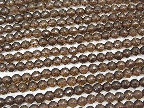 Smoky Quartz AAA 128Faceted Round 6mm half or 1strand beads (aprx.15inch/38cm)