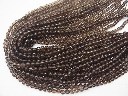 Smoky Quartz AAA 128Faceted Round 6mm half or 1strand beads (aprx.15inch/38cm)