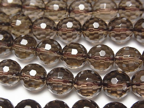 [Video]Smoky Quartz AAA 128Faceted Round 8mm half or 1strand beads (aprx.15inch/38cm)