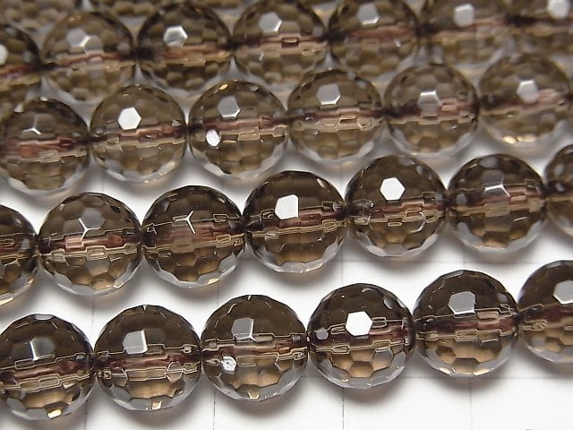 [Video]Smoky Quartz AAA 128Faceted Round 8mm half or 1strand beads (aprx.15inch/38cm)