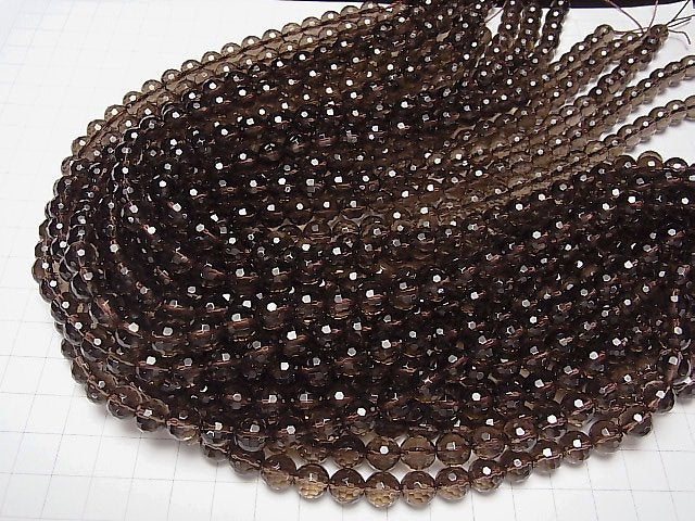 [Video]Smoky Quartz AAA 128Faceted Round 8mm half or 1strand beads (aprx.15inch/38cm)