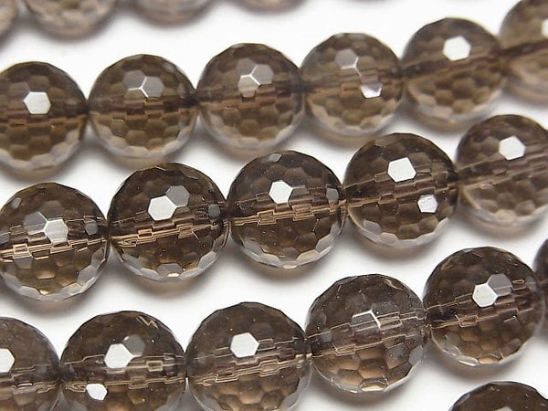 Smoky Quartz AAA 128Faceted Round 10mm half or 1strand beads (aprx.15inch/38cm)