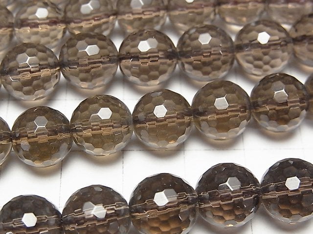 Smoky Quartz AAA 128Faceted Round 10mm half or 1strand beads (aprx.15inch/38cm)