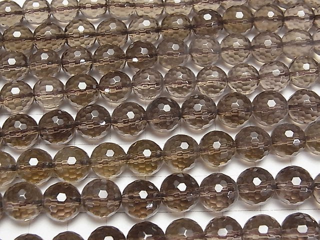 Smoky Quartz AAA 128Faceted Round 10mm half or 1strand beads (aprx.15inch/38cm)