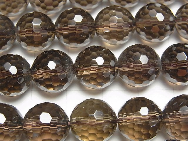 Smoky Quartz AAA 128Faceted Round 12mm 1/4 or 1strand beads (aprx.15inch/36cm)