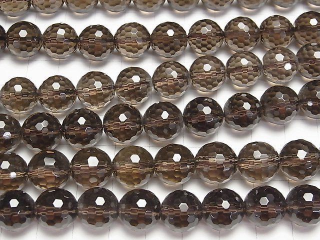 Smoky Quartz AAA 128Faceted Round 12mm 1/4 or 1strand beads (aprx.15inch/36cm)