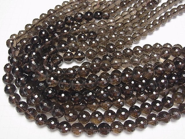 Smoky Quartz AAA 128Faceted Round 12mm 1/4 or 1strand beads (aprx.15inch/36cm)