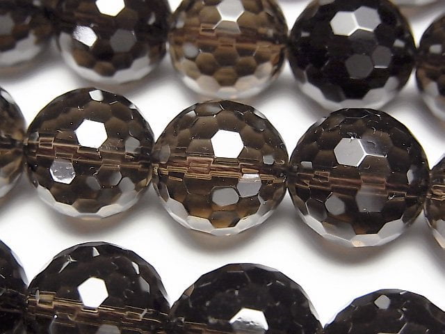 Faceted Round, Smoky Quartz Gemstone Beads