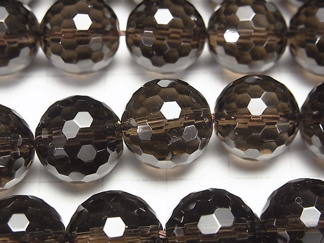 Smoky Quartz AAA 128Faceted Round 14mm 1/4 or 1strand beads (aprx.15inch/37cm)