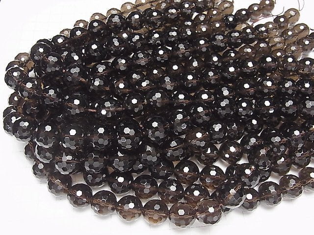 Smoky Quartz AAA 128Faceted Round 14mm 1/4 or 1strand beads (aprx.15inch/37cm)