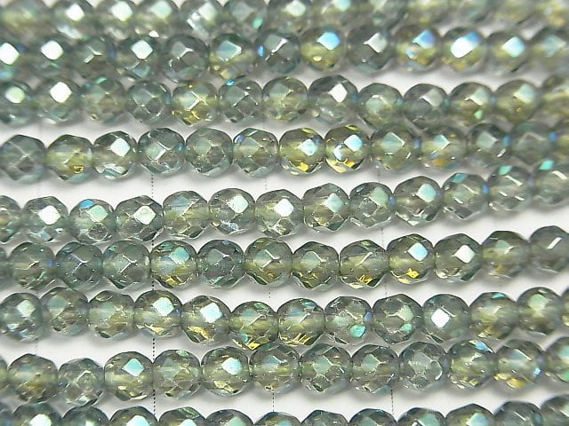 Green flash crystal 32 Faceted Round 4 mm half or 1 strand beads (aprx. 15 inch / 37 cm)