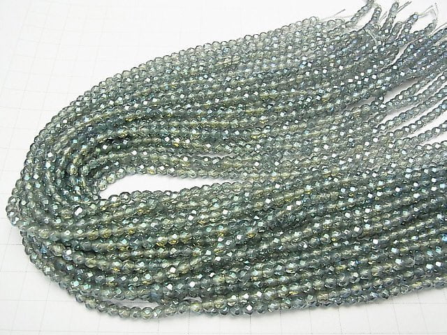 Green flash crystal 32 Faceted Round 4 mm half or 1 strand beads (aprx. 15 inch / 37 cm)