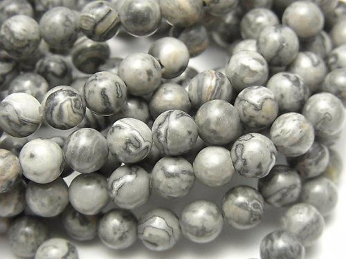 [Video] Gray Jasper Round 6.5mm 1-strand beads (approx. 15 inches/36 cm)