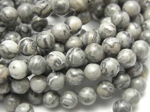 [Video] Gray Jasper Round 6mm 1strand beads (aprx.15inch / 36cm)