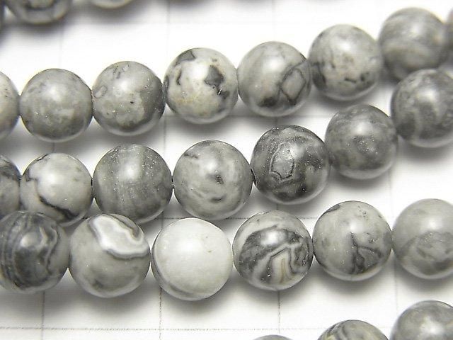 [Video] Gray Jasper Round 6.5mm 1-strand beads (approx. 15 inches/36 cm)