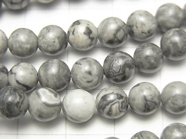 [Video] Gray Jasper Round 6mm 1strand beads (aprx.15inch / 36cm)