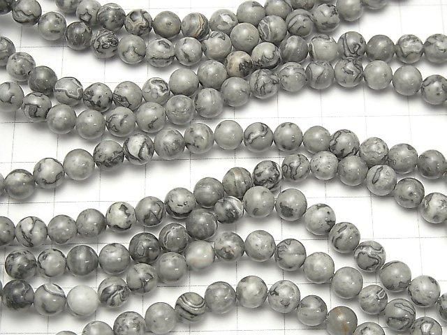 [Video] Gray Jasper Round 6.5mm 1-strand beads (approx. 15 inches/36 cm)