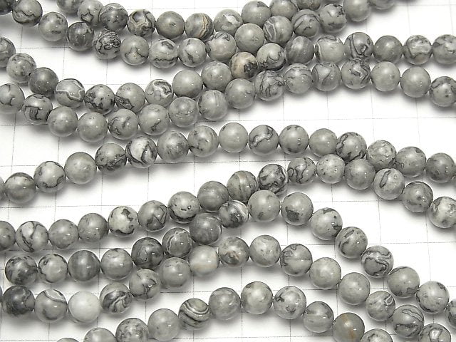 [Video] Gray Jasper Round 6mm 1strand beads (aprx.15inch / 36cm)