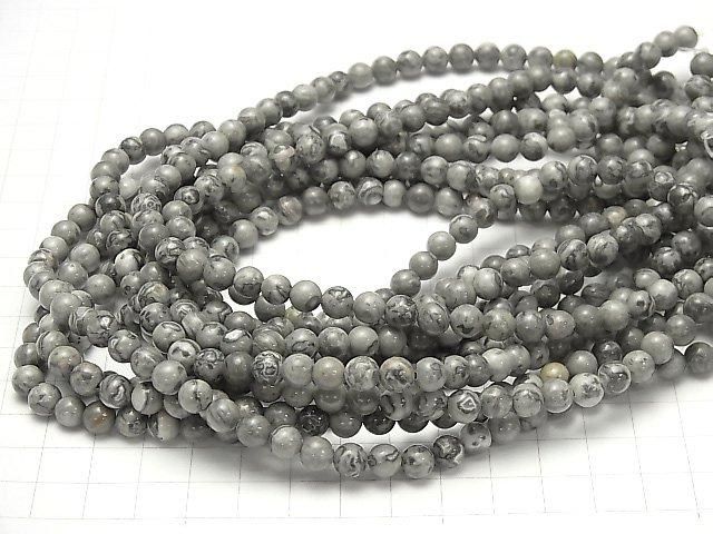[Video] Gray Jasper Round 6.5mm 1-strand beads (approx. 15 inches/36 cm)